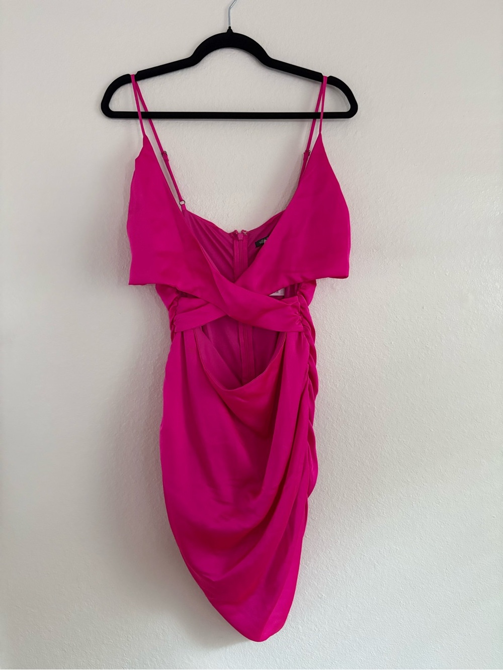 NWT wild fable Size L Hot Pink Draped Cutout Mini Dress Adjustable Straps